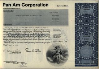 Pan Am Corporation Stock Certificate American