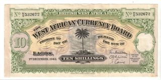 British West Africa 194210 Shillings P - 7b Tape And Stamps On Reverse Vf,