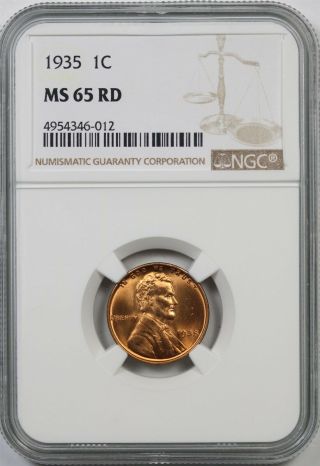 1935 1c Ngc Ms 65 Rd Red Lincoln Wheat Penny