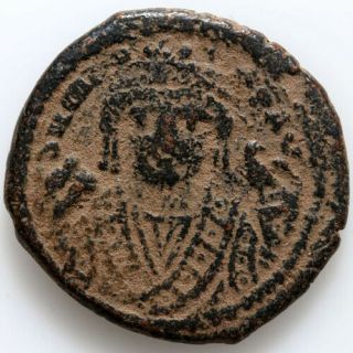 Byzantine Coin Ae Half Follis Maurice Tiberius 582 - 602 Ad Antioch Year 10