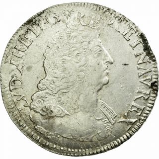 [ 512237] Coin,  France,  Louis Xiv,  Ecu Aux Palmes,  1694,  Paris,  Vf (30 - 35)