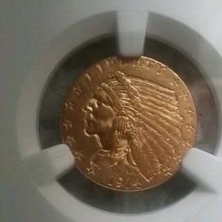 1914 US Gold $2.  50 Indian Head Quarter Eagle - NGC MS61 3