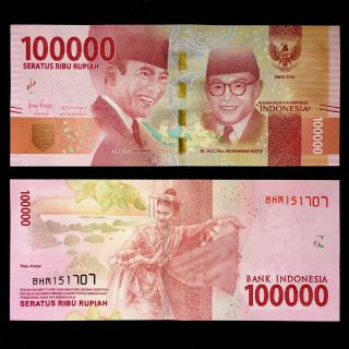 2016/2019 Indonesia 100,  000 100000 Rupiah P - 160 Unc Achmed Sukarno Mohammed Nr