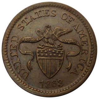 1863 Eagle On Shield Patriotic Civil War Token - 68/198