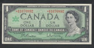 1967 Bank Of Canada Replacement 1 Dollar Bank Note B/m