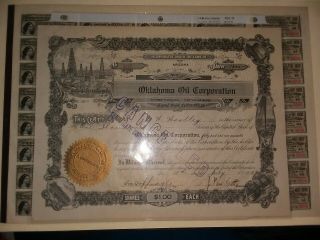 Oklahoma Oil Corporation Stock Certificate Signed