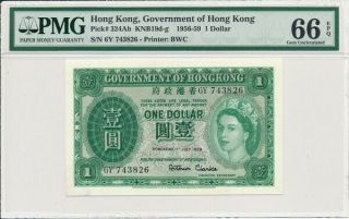 Government Of Hong Kong Hong Kong $1 1959 Pmg 66epq