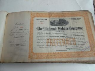 Cancelled Mohawk Rubber Company Fractional Stock Book 1922 Incomplete
