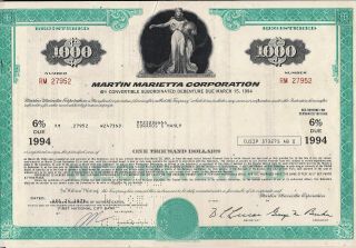 $1,  000 Bond Martin Marietta Corp.  1973