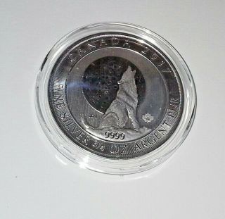 Canada 2$ 3/4 Oz Fine Silver Coin - Wolf And Moon.