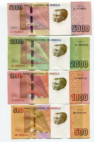 Angola,  5000,  2000,  1000 And 500 Kuanzas October 2012 Set 4 Bank Notes