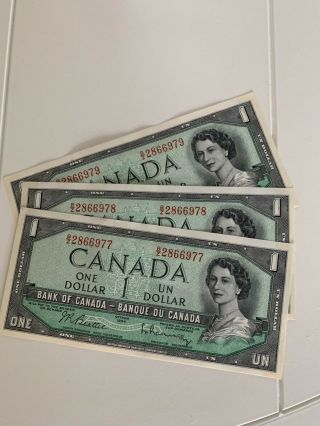 1954 Canadian One Dollar Bills ’s In Order