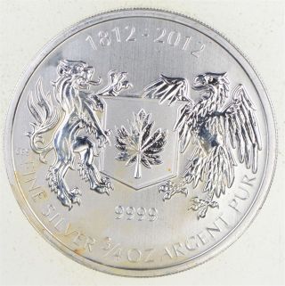 2012 Canada $1 War Of 1812.  9999 Silver 3/4 Troy Oz.  Bu Coin 265