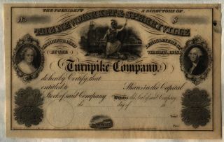 The Newmarket & Sperryville Turnpike Company Stock Certificate Virginia