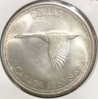 1867 - 1967 Canada Centennial Canada Goose.  800 Silver Dollar Ms62