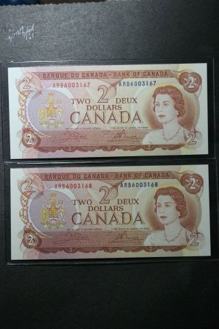 Consecutive 1974 Bank Of Canada $2 Two Dollar Bc - 47a - I Arb Prefix