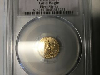 2017 American Gold Eagle 1/10 Oz $5 - Pcgs Ms70 First Strike " Flag Label "