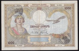 Kingdom Yugoslavia/ Montenegro - - - 1000 Dinara 1931 - - - Verificato - - - Vf - - - R