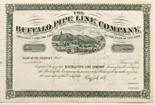 Buffalo Pipe Line Company 1800s York Oil & Gas Pipeline Stock Certificate