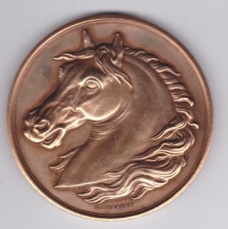 1892 Large French Bronze Horse Medal,  Desaide