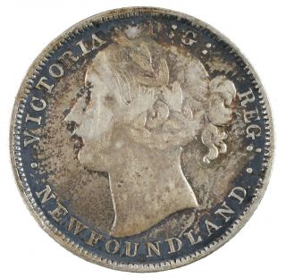 1865 Canada Newfoundland Victoria 20 Cents 20c Silver Coin