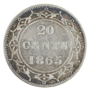 1865 Canada NEWFOUNDLAND Victoria 20 Cents 20c Silver Coin 2