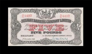 1.  11.  1941 Northern Ireland Belfast 5 Pounds X - Rare ( (ef, ))