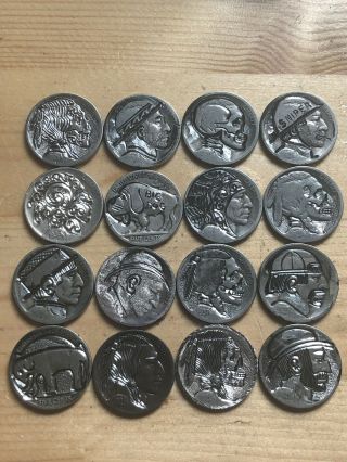 Sixteen Bulk Hobo Nickel Coin Art Real Hand Carved