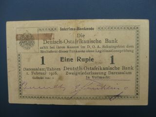 1916 German East Africa 1 Rupie Banknote Crisp Ef