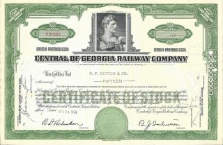 Central Of Georgia Railway Company.  1954 Preferred Stock Certificate