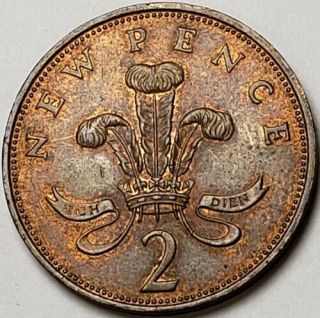 1971 Great Britain 2 Pence First Year Release Color Toned With Great Detail