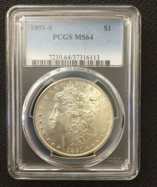 1891 - S Us Morgan Silver Dollar $1 - Pcgs Ms64