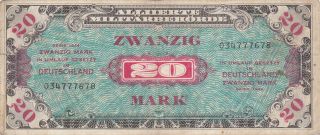 20 Mark Fine Banknote From Allied Military In Germany 1944 Pick - 195