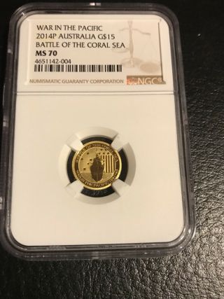 2014 Gold Australia Battle Of The Coral Sea 1/10 Oz Ms 70 Ngc Coin Ms70 Perth