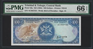 1985 Trinidad & Tobago $100 Dollars,  P - 40 Pmg 66 Epq Gem Unc,  Scarce Type In Unc