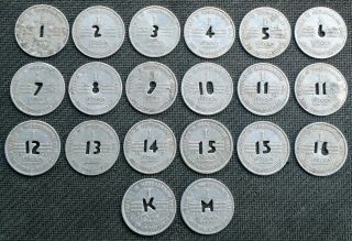 Coal Scrip Token - Complete Set of 20 Different 1c from The River Company WV 2