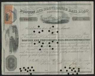 Boston & Providence Rail Road Stock Certificate 1871