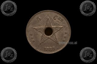 Congo State 5 Centimes 1888 (leopold Ii) Copper Coin (km 3) Xf,