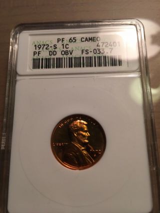 1972 - S Proof 65 Cameo Lincoln Cent Pf Double Die Obverse Fs - 033.  7 Seldom Seen