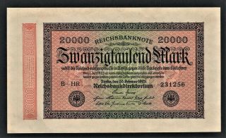 Vad - Germany - 20,  000 Mark Banknote - P 85a (cv=17) A/u