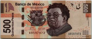 Mexico 500 Pesos 2010 Serie A Unc P - 126a Banknote