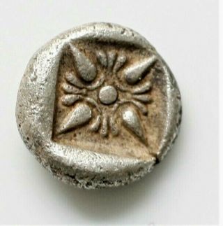 Greek Ionia.  Miletos 550 - 450 Bc.  Obol Ar 1.  09gr