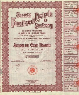 Indochina Rice Company Of Soctrang Stock Certificate