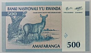 Banque Nationale Du Rwanda 500 Francs Bank Note 1994 Pick 23a 2