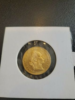 1915 Franc Ios Idg Avstriae Imperator Lod Rex Hvngar Bohem Gold Coin.  10 Francs