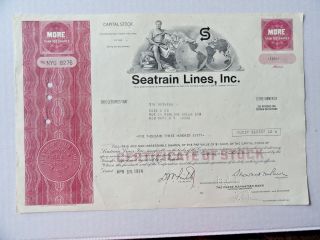 Seatrain Lines Inc Cancelled Stock Certificate 1974