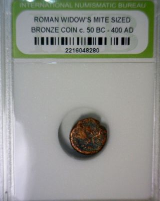 Widows Mite Size 50 Bc - 400 Ad Ancient Roman Bronze Coin In Slab Lk Holder Nr