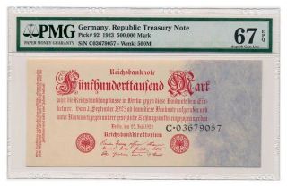 Germany Banknote 500.  000 Mark 1923.  Pmg Ms - 67 Epq