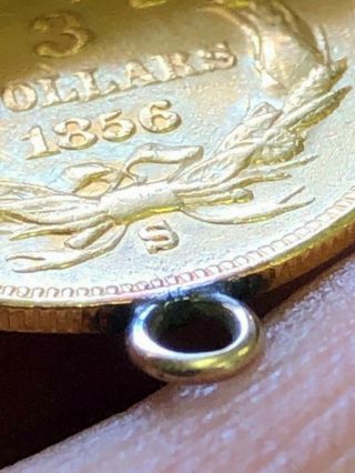 1856 S Three Dollar Gold Piece $3 Gold Indian Head Princess Key jewelry loop 3