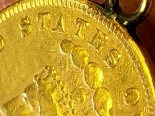 1856 S Three Dollar Gold Piece $3 Gold Indian Head Princess Key jewelry loop 4